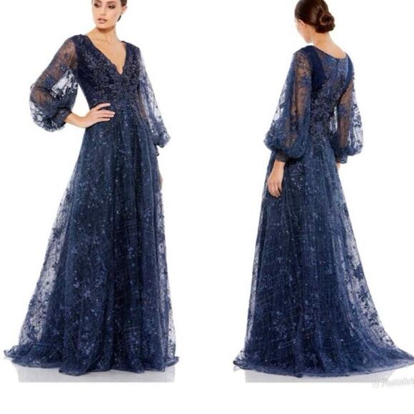Mac Duggal 20283 Embellished Plunging Neck Gown, Size 4, New with Tag $798 - Picture 1 of 12